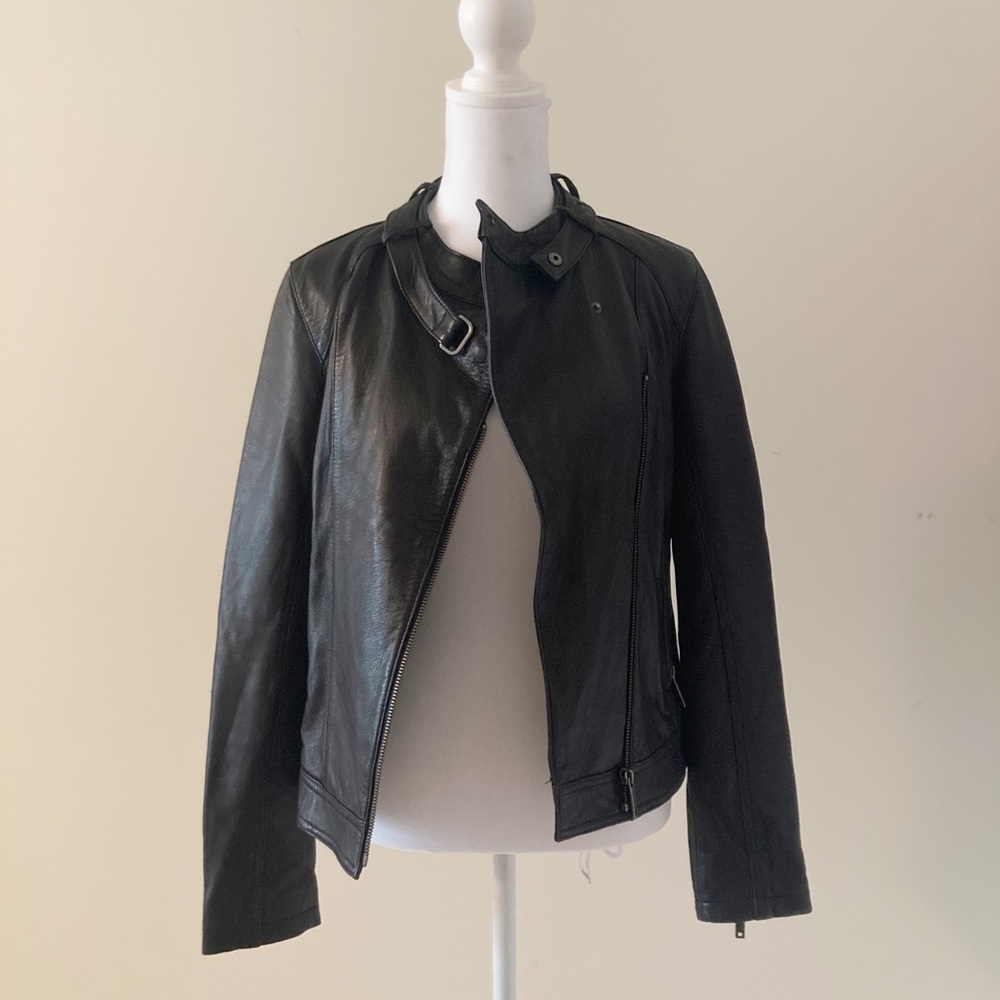 Chevignon Size Small Black Leather Jacket